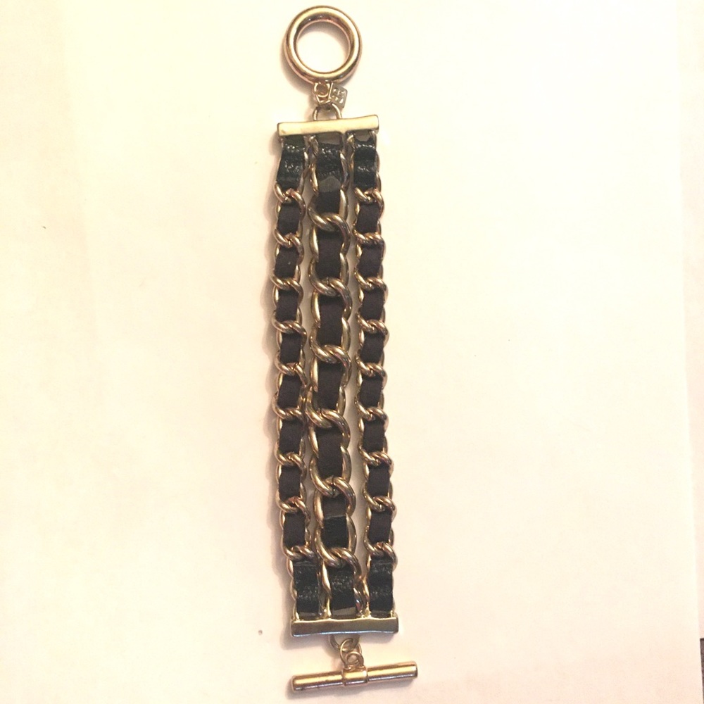 Leather Gold Chain Bracelet